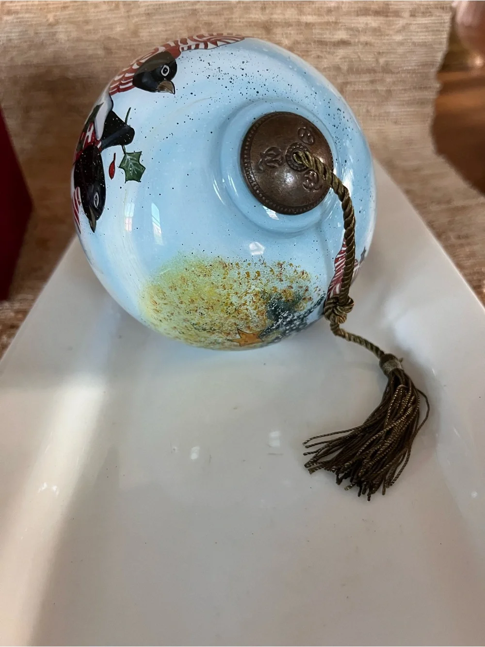 Ne'Qwa Art Blue Hand-Painted Glass Penguin Holiday Ornament